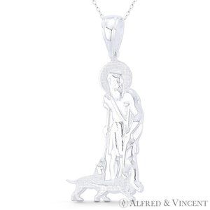 St. Lazarus, Patron Saint of the Poor & the Sick Pendant in .925 Sterling Silver